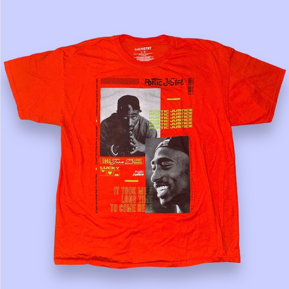 Retro Neon Poetic Justice Tupac Graphic T-Shirt